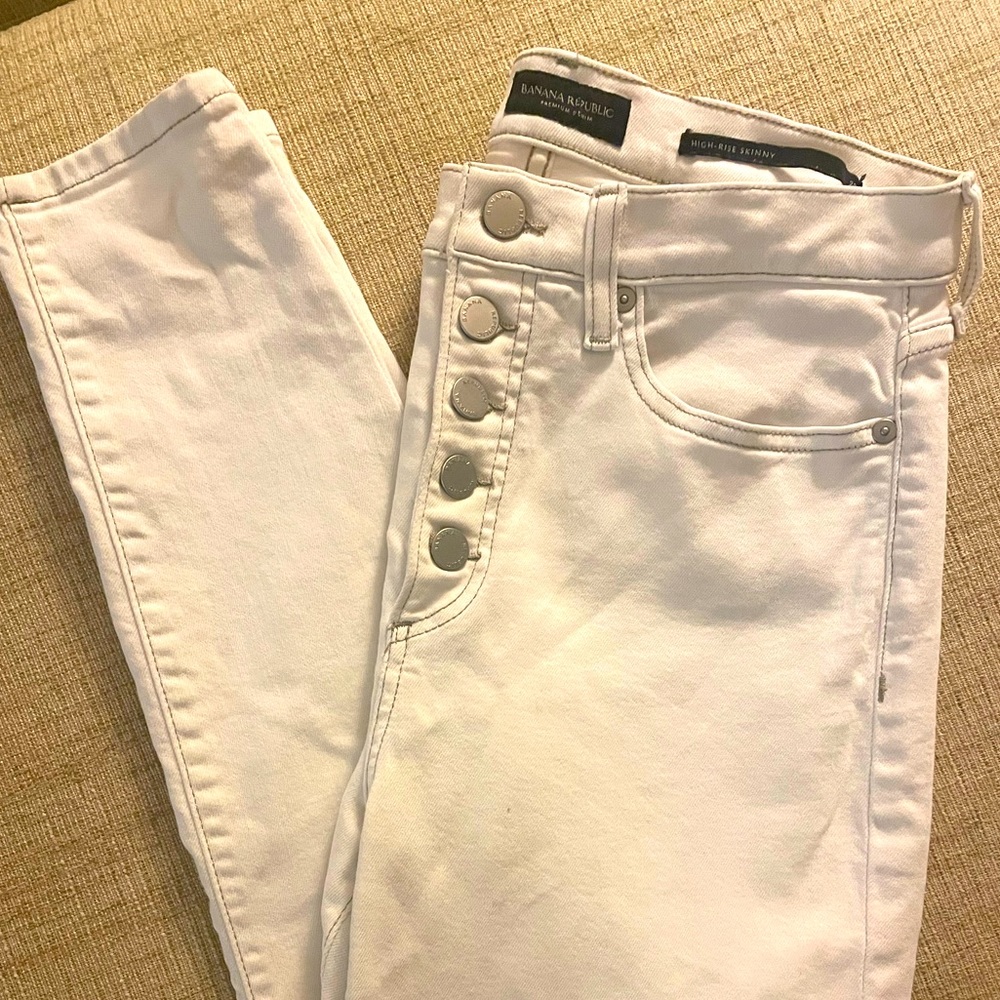 Banana Republic 29 white high rise skinny jeans